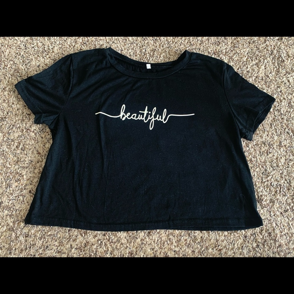 small black/white slightly cropped top